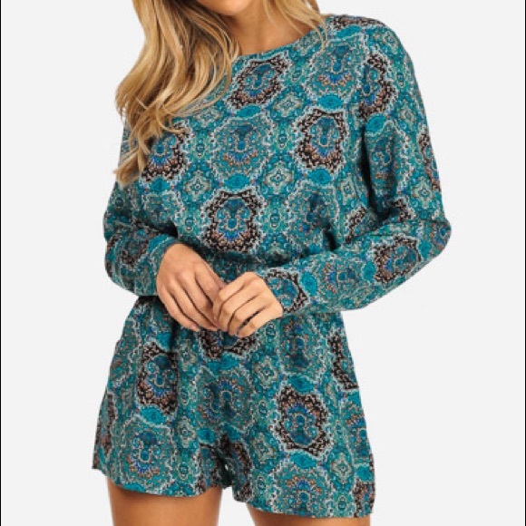 Pants - (Small) Moroccan Print Open Back Romper